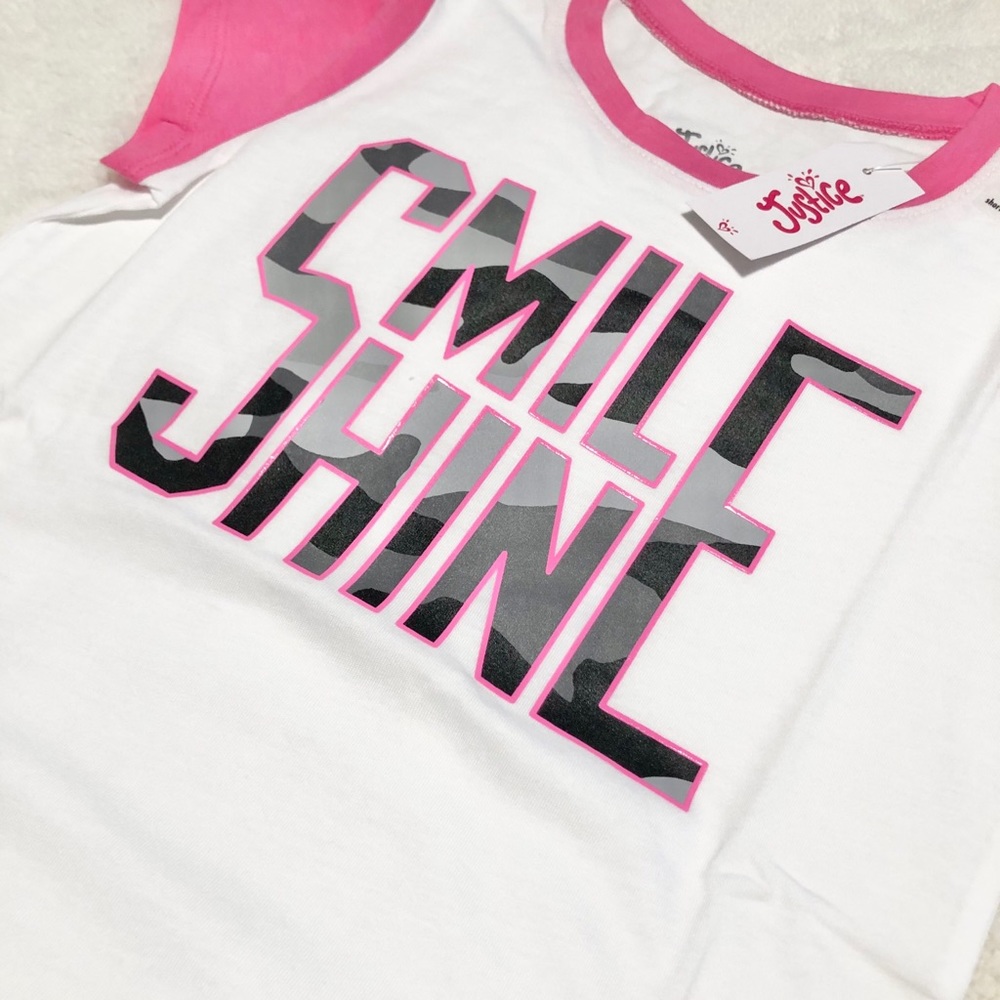 🆕Justice Girl’s SMILE SHINE Ringer Tee - Picture 8 of 9